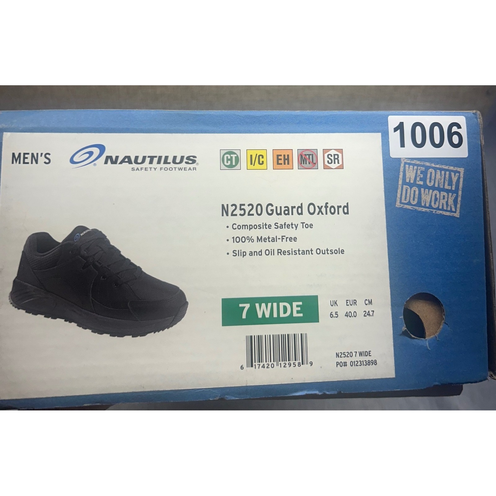 Nautilus N2520 Guard Oxford Mens 7 Wide Black Composite Toe Safety Work Shoes